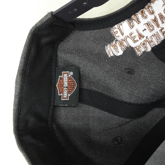 Harley Davidson Cap Hat Wool Acrylic Blend Adjustable Dk Gray - Picture 4 of 7